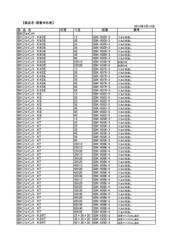 【製品名・図番対応表】 2014年4月14日 製 品 名 材質 寸法 図番 備考
