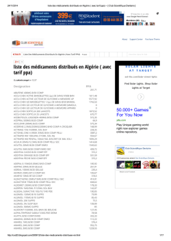 liste des médicaments distribués en Algérie ( avec tarif