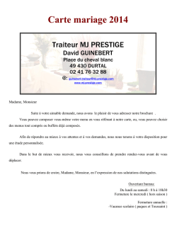 Carte mariage 2014 - Traiteur MJ Prestige
