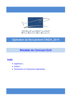 Opération de Recrutement ONDA_2014 Résultats du Concours Ecrit