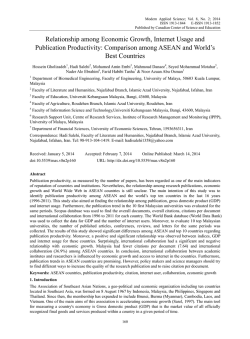 Relationship among Economic Growth, Internet Usage and Publication Productivity: Comparison among ASEAN and World’s Best Countries