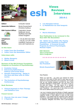 ESH VRI Newsletter 2014-1 - European Society of Hypnosis