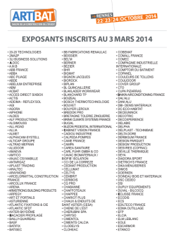 EXPOSANTS INSCrITS Au 3MArS 2014