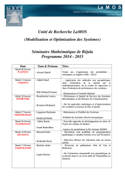 LaMOS Séminaire Mathématique de Béjaïa Programme 2014