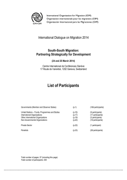Participants List - International Organization for Migration