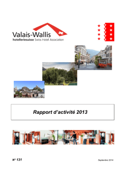 Rapport de gestion 2013 - Association hôtelière du Valais