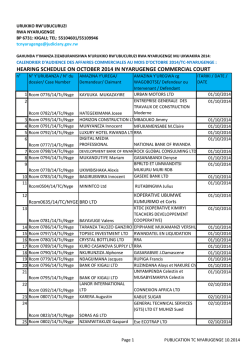 hearing schedule on october 2014 in nyarugenge