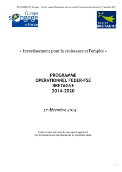 Le programme opérationnel FEDER/FSE 2014-2020
