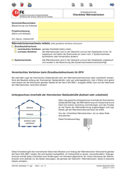 Checkliste Wärmebrücken - Energie Zentralschweiz