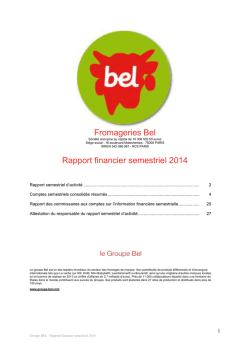Bel - Rapport financier semestriel 2014