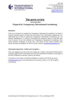 Revue de presse 16-30 avril 2014 - Transparency International