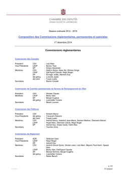 Composition des Commissions réglementaires, permanentes et