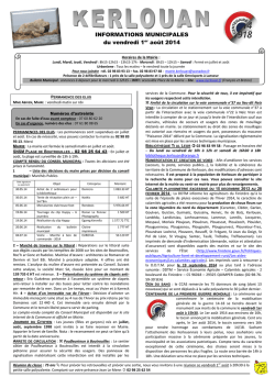 INFORMATIONS MUNICIPALES du vendredi 1er août 2014