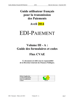 Guide des formulaires et codes - Flux CVAE 2014