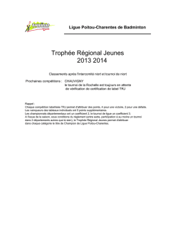 Trophée Régional Jeunes 2013 2014 - Ligue Poitou