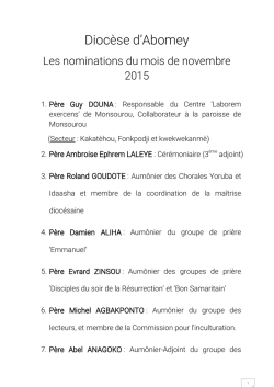 Nominations - Diocèse d` Abomey (Bénin)
