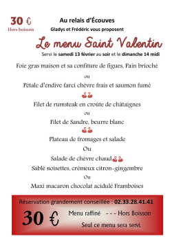 Le menu Saint Valentin