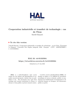 Cooperation industrielle et transfert de technologie : cas - Hal-SHS