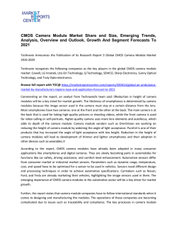 CMOS Camera Module Market Growth, Demand, Overview and Analysis To 2020