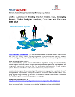 Global Automated Trading Market Size, Emerging Trends And Outlook 2016-2020: Hexa Reports