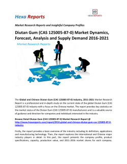Diutan Gum (CAS 125005-87-0) Market Dynamics, Forecast, Analysis and Supply Demand 2016-2021