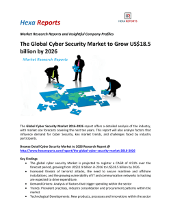 The Global Cyber Security Market to Grow US$18.5 billion by 2026