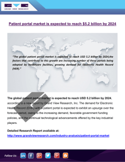 Patient Portal Market Is Expected To Grow At A CAGR Of 17.94 % From 2016 To 2024: Grand View Research, Inc.