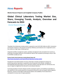 Global Clinical Laboratory Testing Market Size, Share, Emerging Trends, Analysis, Overview and Forecasts to 2024
