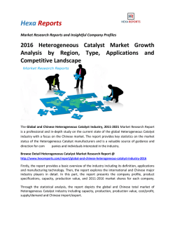 2016 Heterogeneous Catalyst Market Growth Analysis by Region, Type, Applications and Competitive Landscape