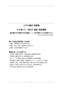 【PDF】こやり隆史政策集「やり抜く!!NEXT滋賀 成長戦略」