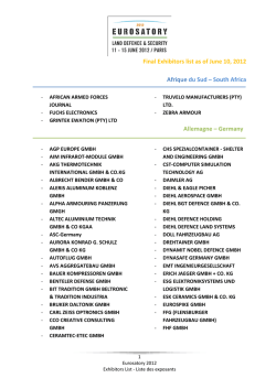 Final Exhibitors list as of June 10, 2012 Afrique du Sud – South