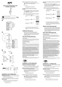 Rack Power Distribution Unit Installation Sheet