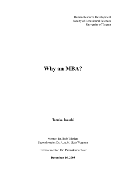 Why an MBA? - University of Twente Student Theses