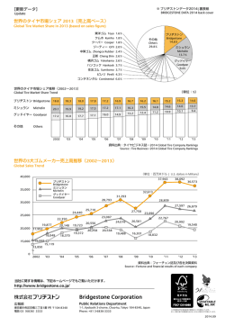 世界のタイヤ市場シェア 2013（売上高ベース） 世界の3大ゴムメーカー