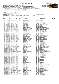 【 記 録 表 】 Time:13:09:56 Page: 1 東京マラソン2010 Tokyo