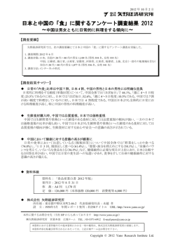 「日本と中国の「食」に関するアンケート調査結果 2012」