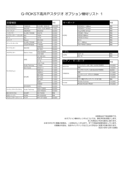 G-ROKS下高井戸スタジオ オプション機材リスト 1