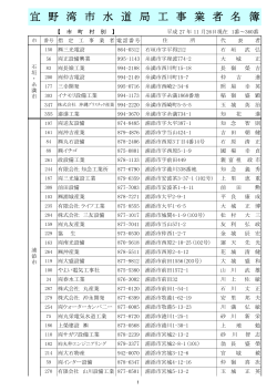 一覧表2（宜野湾市水道局が指定するすべての事業者です。PDF形式