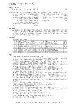 幹事報告 卓話 会長報告 来訪ロータリアン ニコニコBOX 創立第2243回