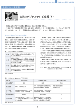 台湾のデジタルテレビ産業（下） - 日本企業台湾進出支援 JAPANDESK