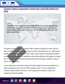 Ceramic Matrix Composites Market Will Grow Swiftly Owing To Augmented Demand In Energy & Power Sectors Till 2024: Grand View Research, Inc.