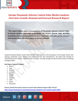 Europe Pneumatic Selector Control Valve Market Analysis, Overview, Growth, Demand and Forecast Research Report