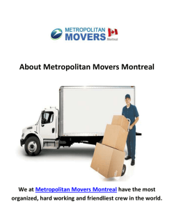 Metropolitan Moving Company in Montreal, QC