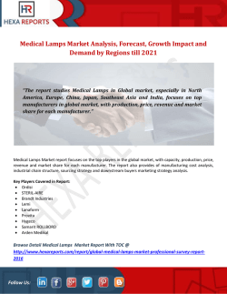 Medical Lamps Market Analysis, Forecast, Growth Impact and Demand by Regions till 2021