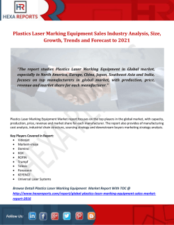 Plastics Laser Marking Equipment Sales Industry Analysis, Size, Growth, Trends and Forecast to 2021