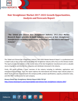 Hair Straightener Market 2017-2022 Growth Opportunities, Analysis and Forecasts Report