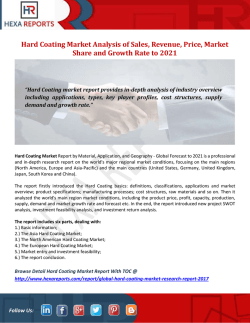 Hard Coating Market Analysis of Sales, Revenue, Price, Market Share and Growth Rate to 2021