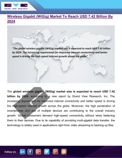 Wireless Gigabit Market To Represent USD 7.42 Billion Opportunity Globally by 2024: Grand View Research, Inc.