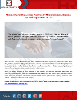 Alanine Market Size, Share Analysis by Manufacturers, Regions, Type and Application to 2022