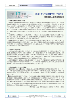 （53）ガソリン高騰でカーナビ人気 - 野村綜研（上海）咨詢有限公司(NRI)